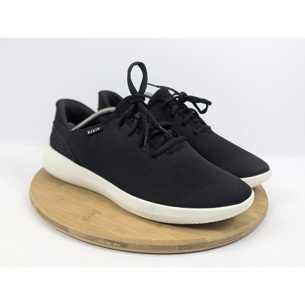 Kizik Mens 12 Wide Shoes Madrid Eco Knit Black White Hands Free Slip On Sneakers